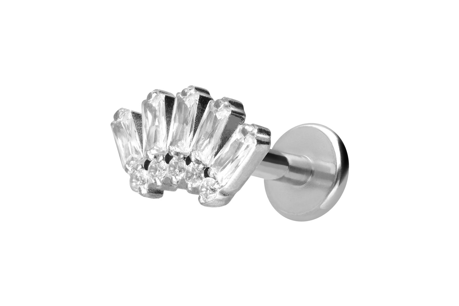 Titan Labret Piercing mit Innengewinde 10 EINGEFASSTE KRISTALLE